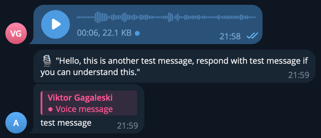 Telegram Voice Note Conversation with Hermes